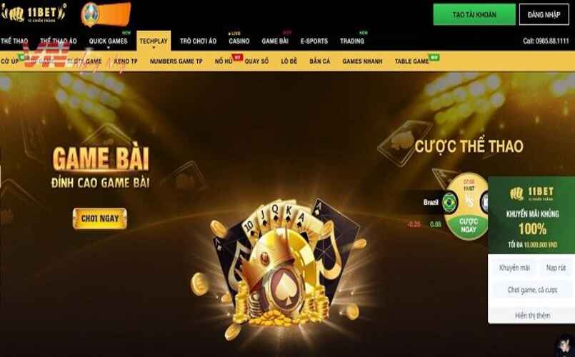 Hoạt động kinh doanh của 11bet là hợp pháp