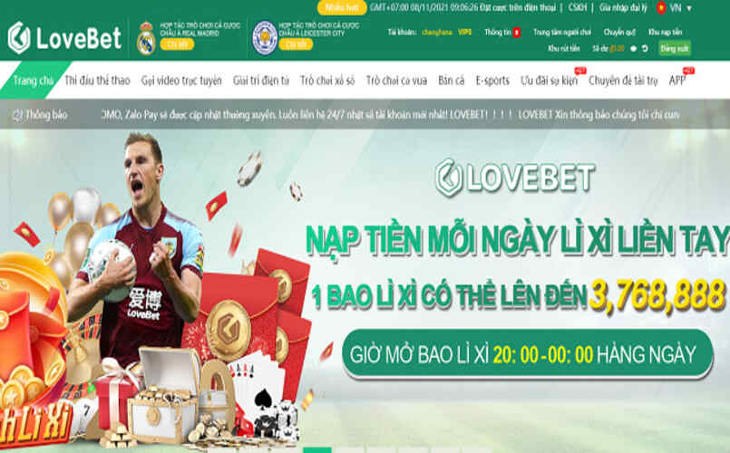 Giao diện của Lovebet đẹp mắt