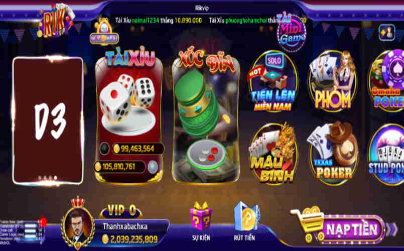 Tại RikVip có rất nhiều loại game bài hấp dẫn